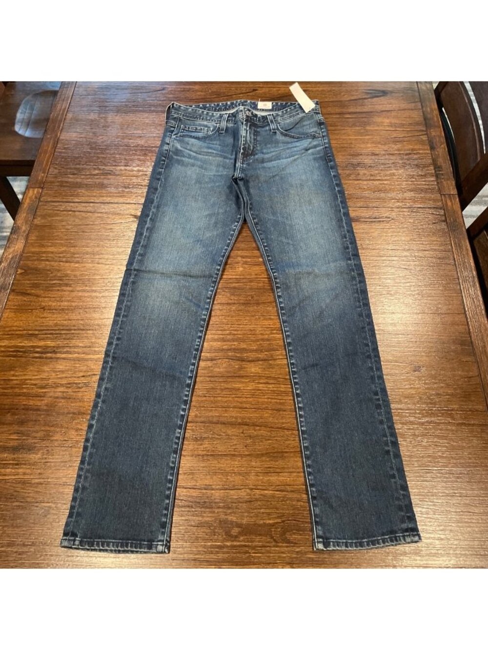 AG Tellis Modern Slim Jean Mens 32x33.5 Medium Wash Faded Distressed Stretch LED